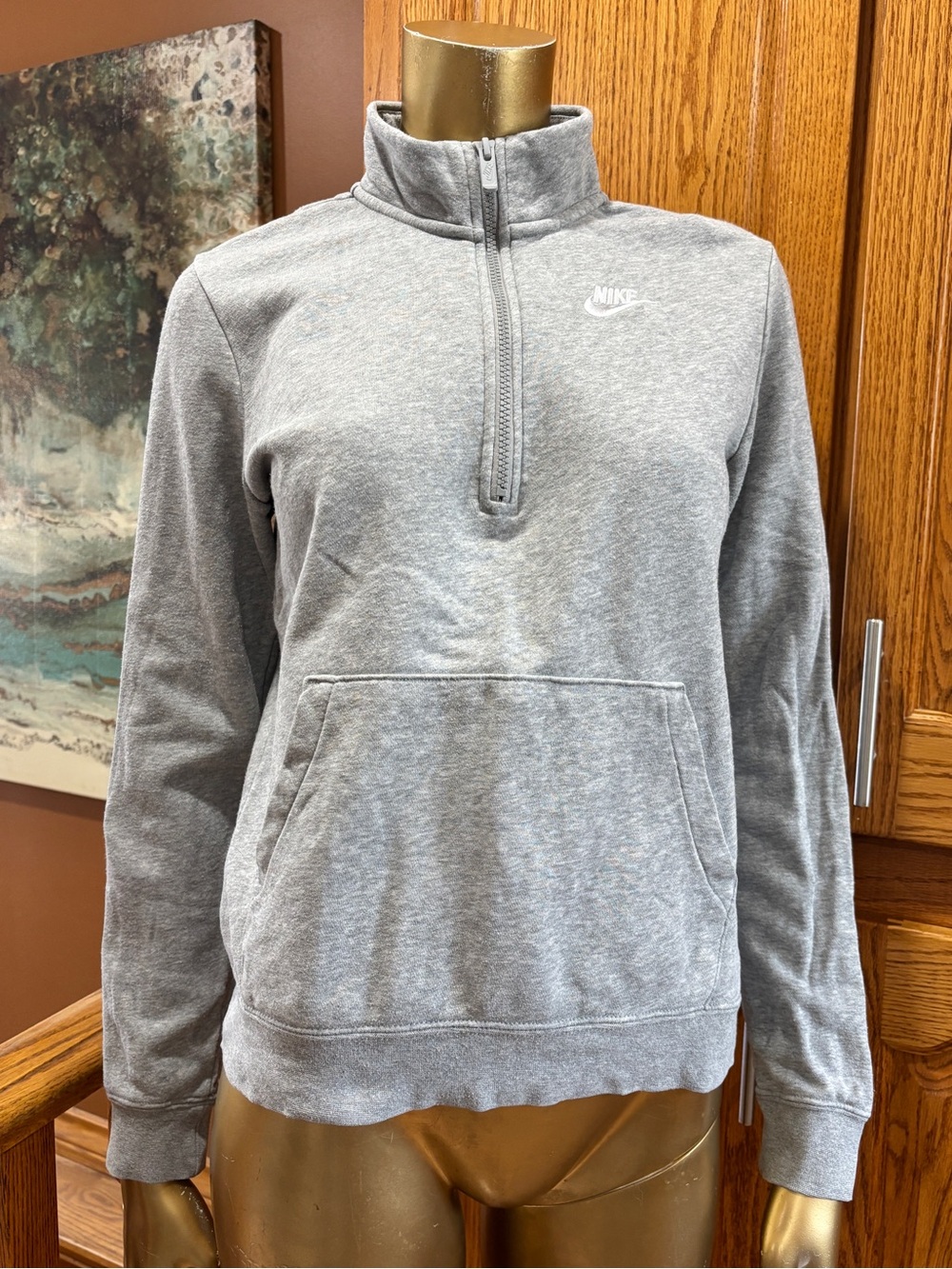 Nike Women's Light Gray Quarter-Zip Pullover Hoodie